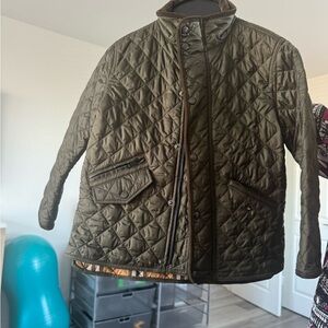 Burberry Quilted Jacket in Olive Green size 6